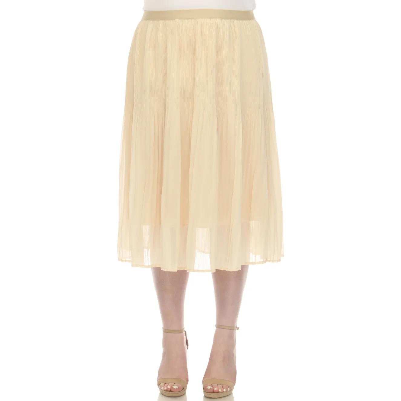 Plus Size Pleated Chiffon Midi Skirt