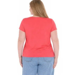 Plus Size V-Neck Front Tie Pullover Top