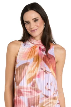 Printed Chiffon Halter Dress with Flounce