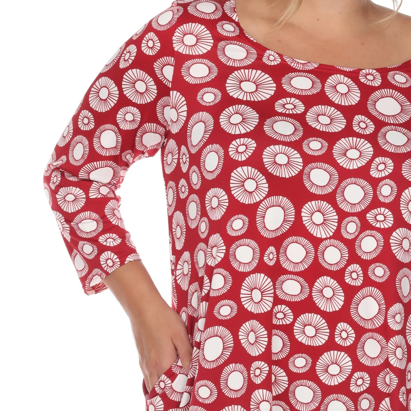 Printed Geometric Circle Tunic Top - Plus