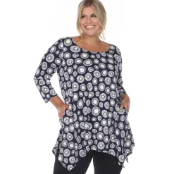 Printed Geometric Circle Tunic Top - Plus