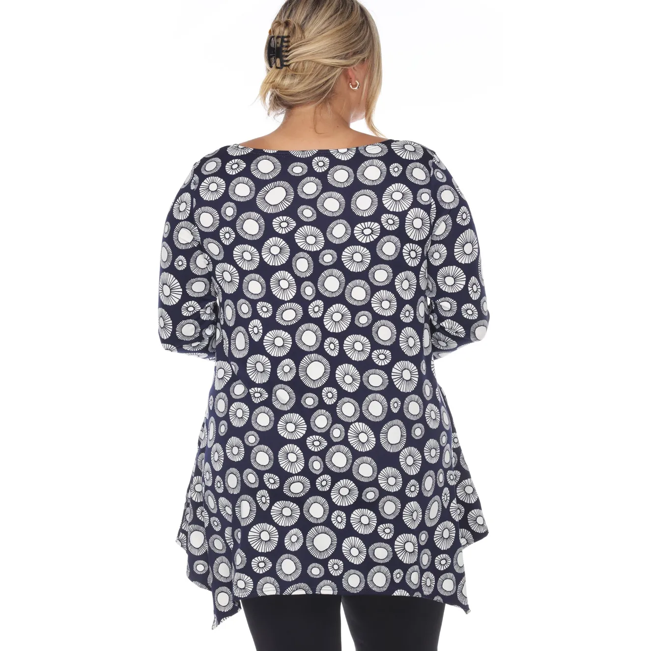 Printed Geometric Circle Tunic Top - Plus