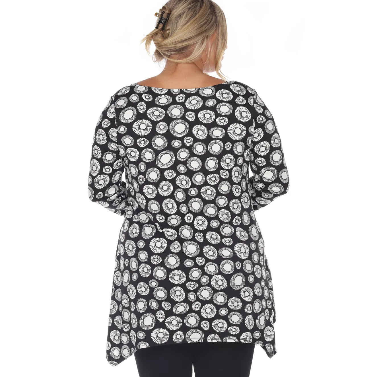 Printed Geometric Circle Tunic Top - Plus