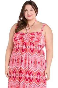 Printed Jersey Maxi with Twist Halter- Plus