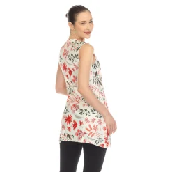 Red Floral Sleeveless Tunic Top