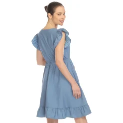 Ruffle Sleeve Knee-Length Dress