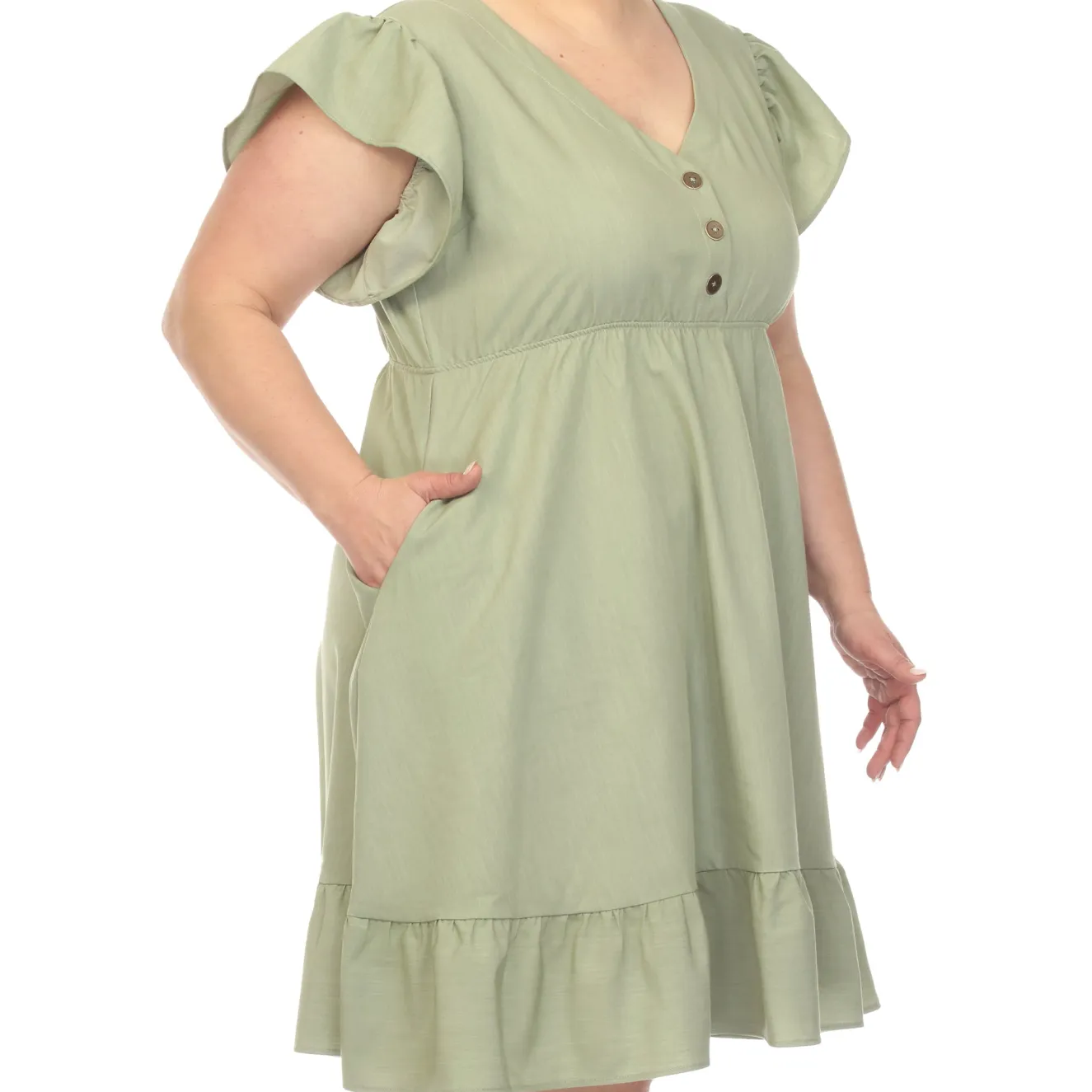 Ruffle Sleeve Knee-Length Dress - Plus