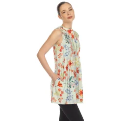 Sage Floral Sleeveless Tunic Top