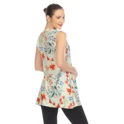 Sage Floral Sleeveless Tunic Top