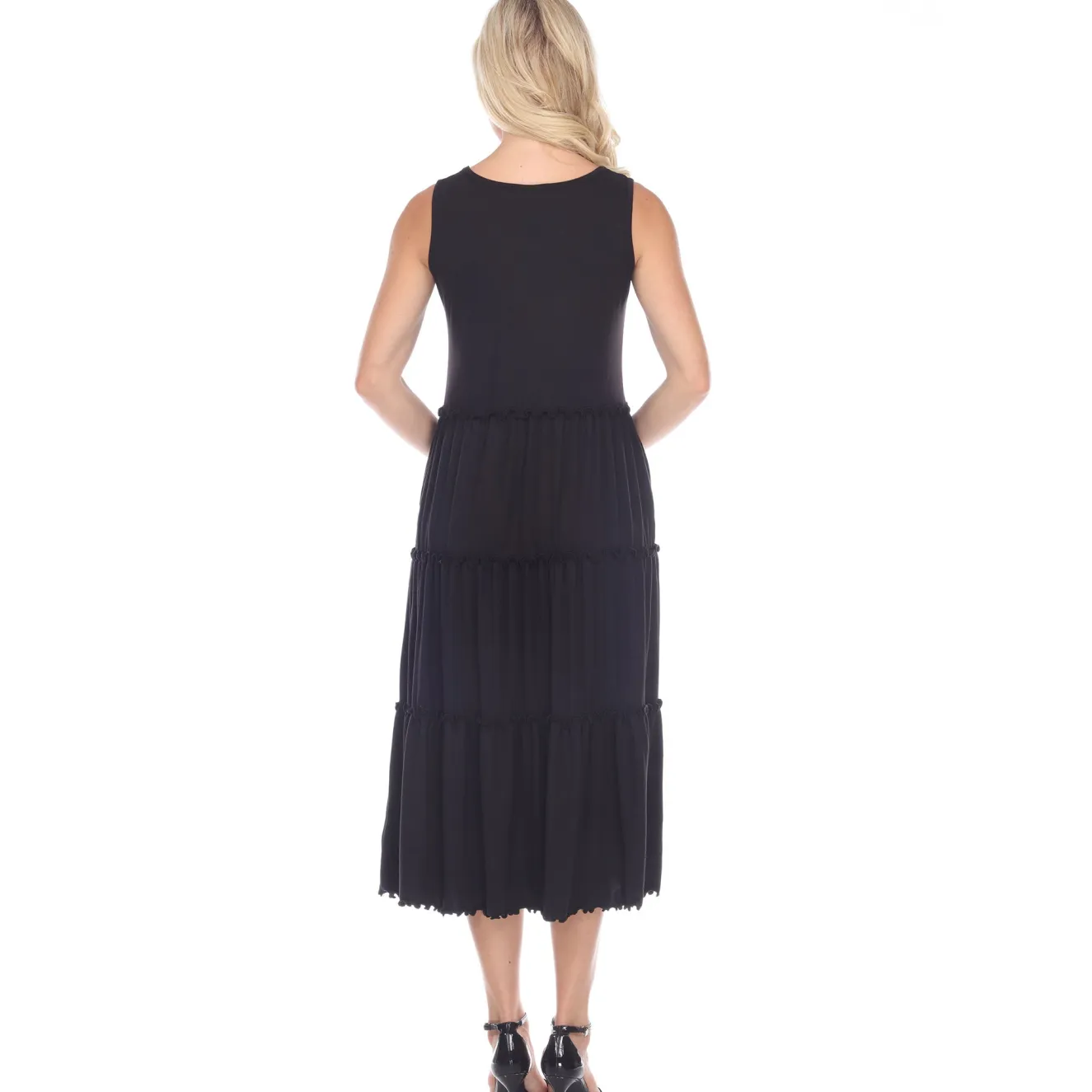 Scoop Neck Tiered Midi Dress