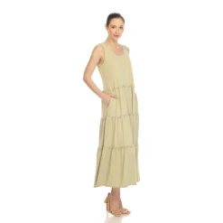 Scoop Neck Tiered Midi Dress
