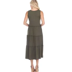 Scoop Neck Tiered Midi Dress