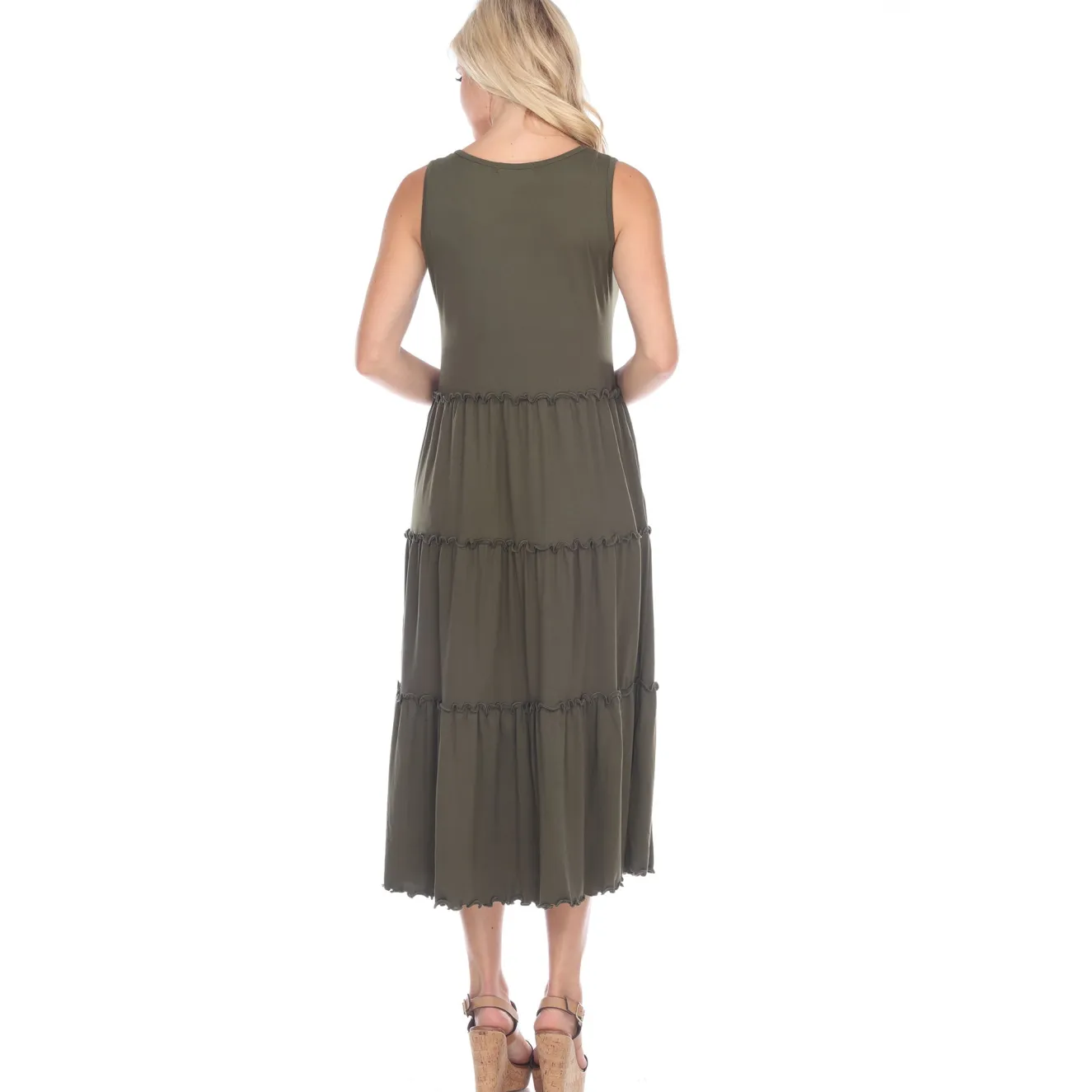 Scoop Neck Tiered Midi Dress