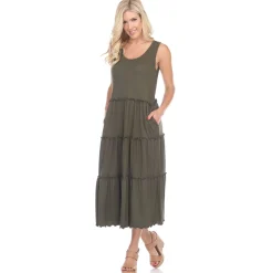Scoop Neck Tiered Midi Dress