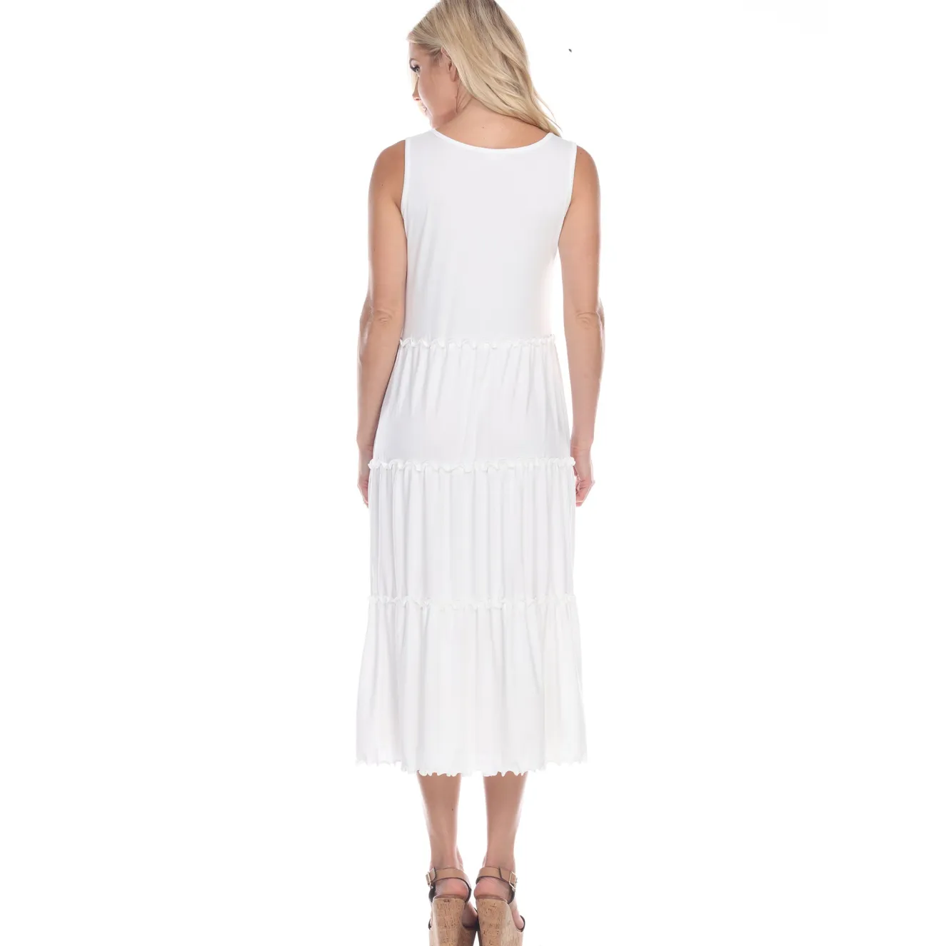 Scoop Neck Tiered Midi Dress