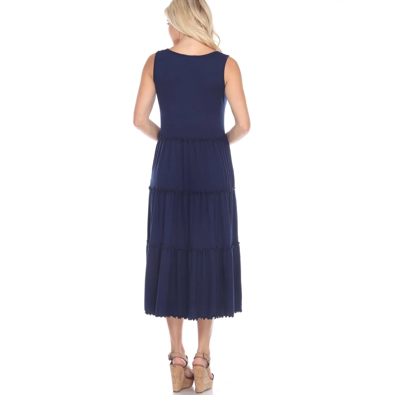 Scoop Neck Tiered Midi Dress