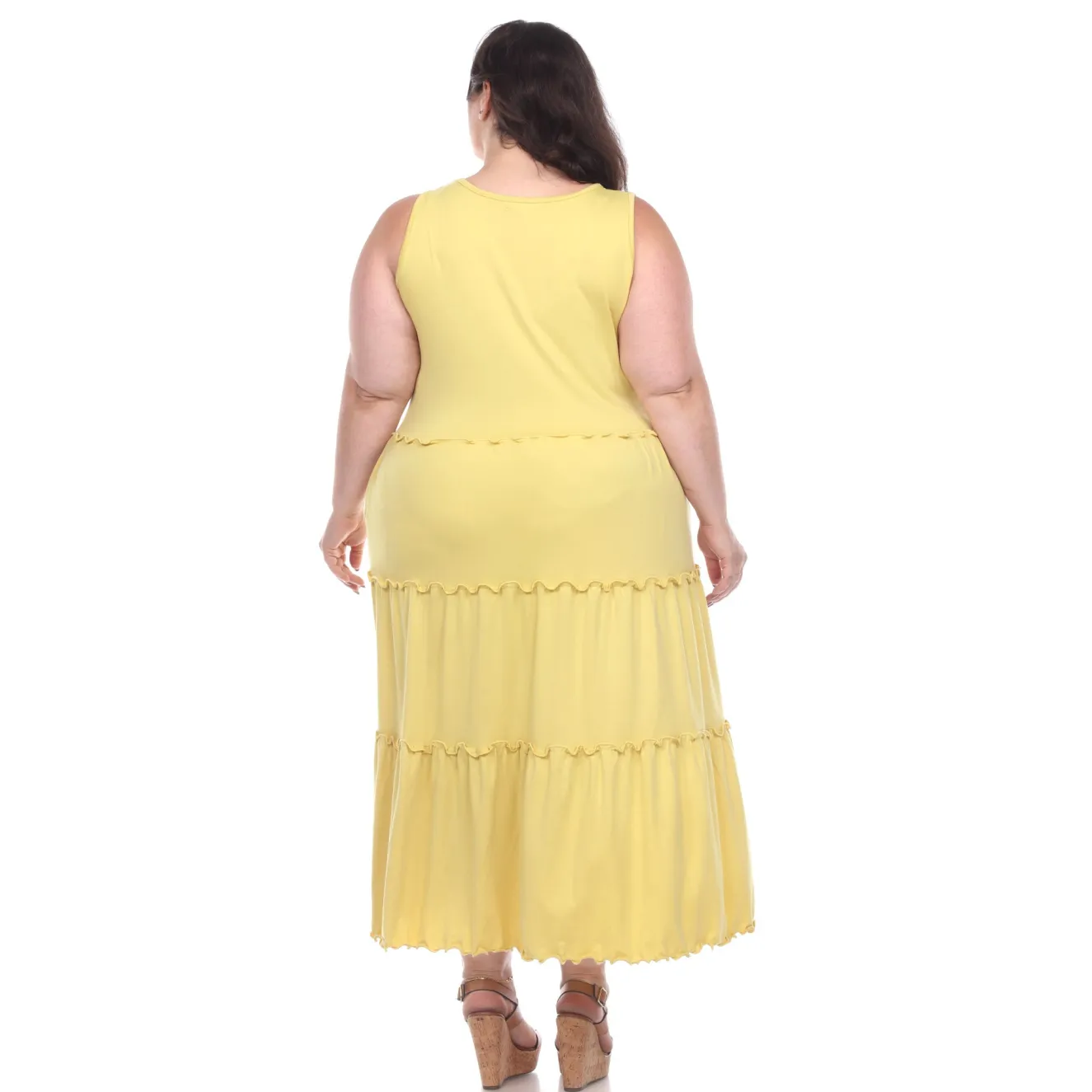 Scoop Neck Tiered Midi Dress - Plus