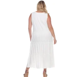 Scoop Neck Tiered Midi Dress - Plus