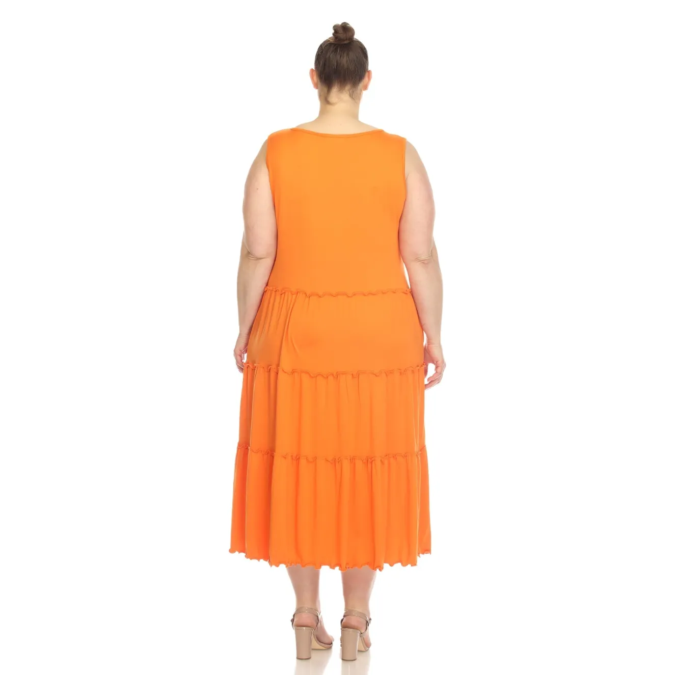 Scoop Neck Tiered Midi Dress - Plus