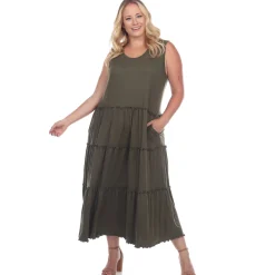 Scoop Neck Tiered Midi Dress - Plus