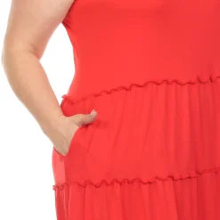 Scoop Neck Tiered Midi Dress - Plus