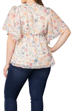 Seaside Serenade Top- Pale Blossoms -Plus