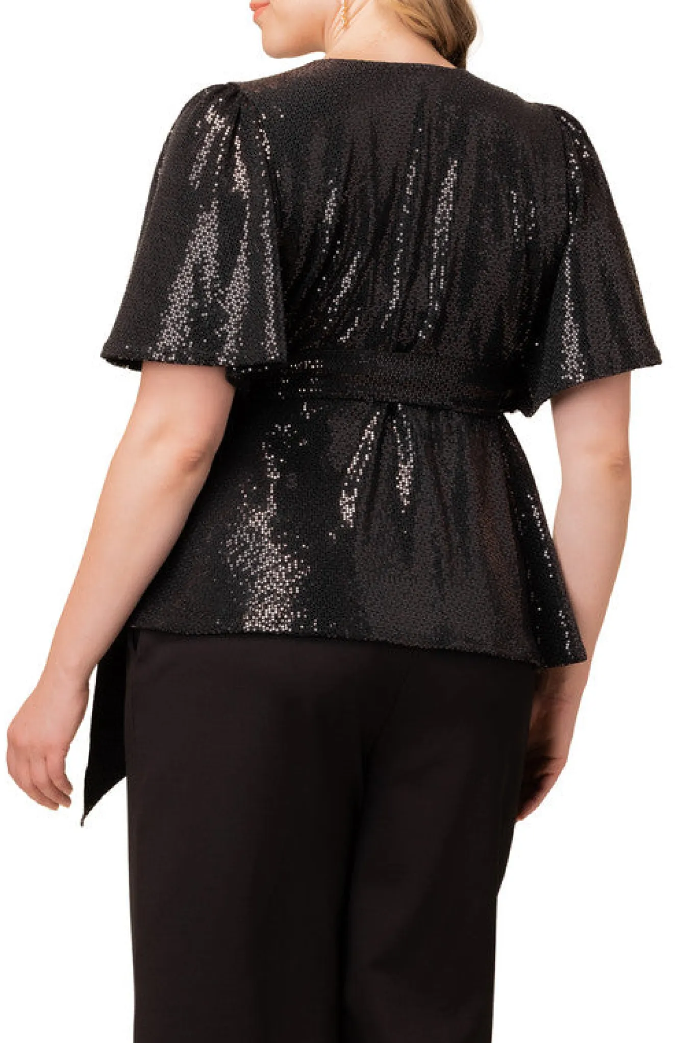 Shimmering Sequin Wrap Top - Plus