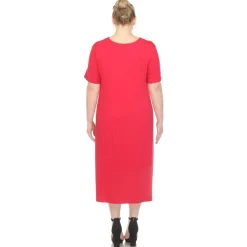 Short Sleeve Pocket Swing Midi Dress - Plus