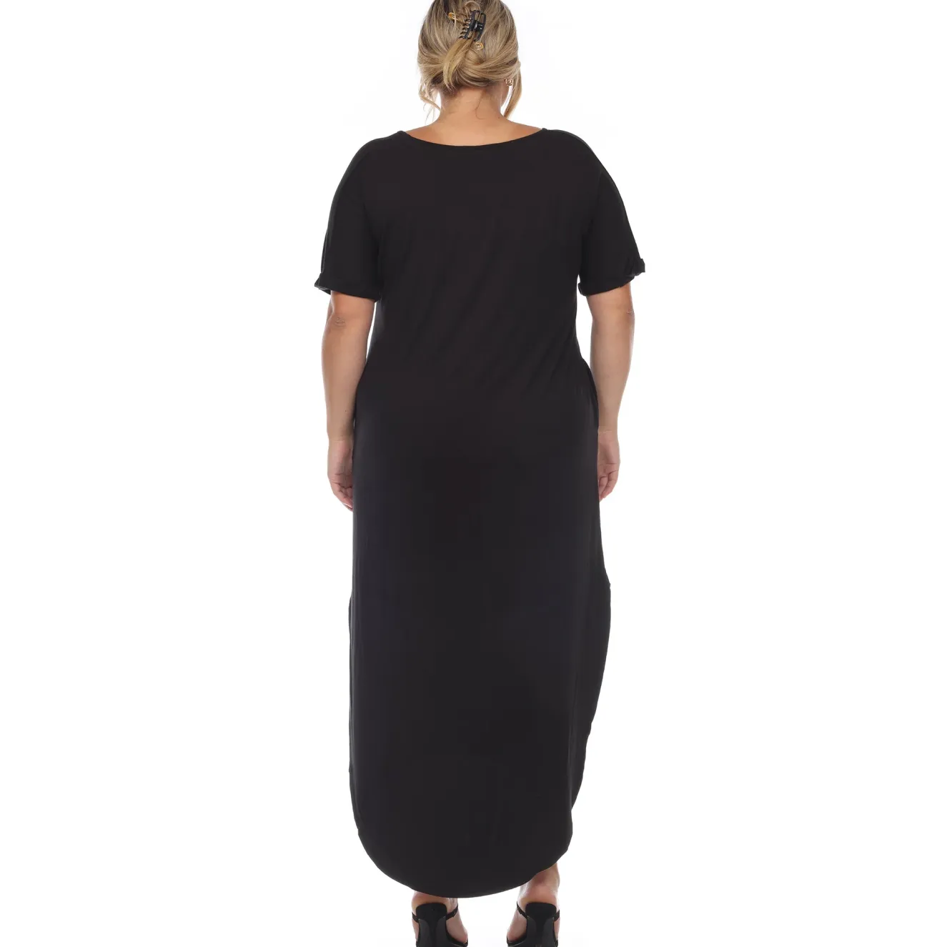 Short Sleeve V-neck Maxi Dress - Plus