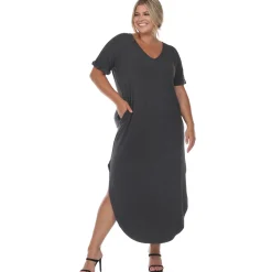 Short Sleeve V-neck Maxi Dress - Plus