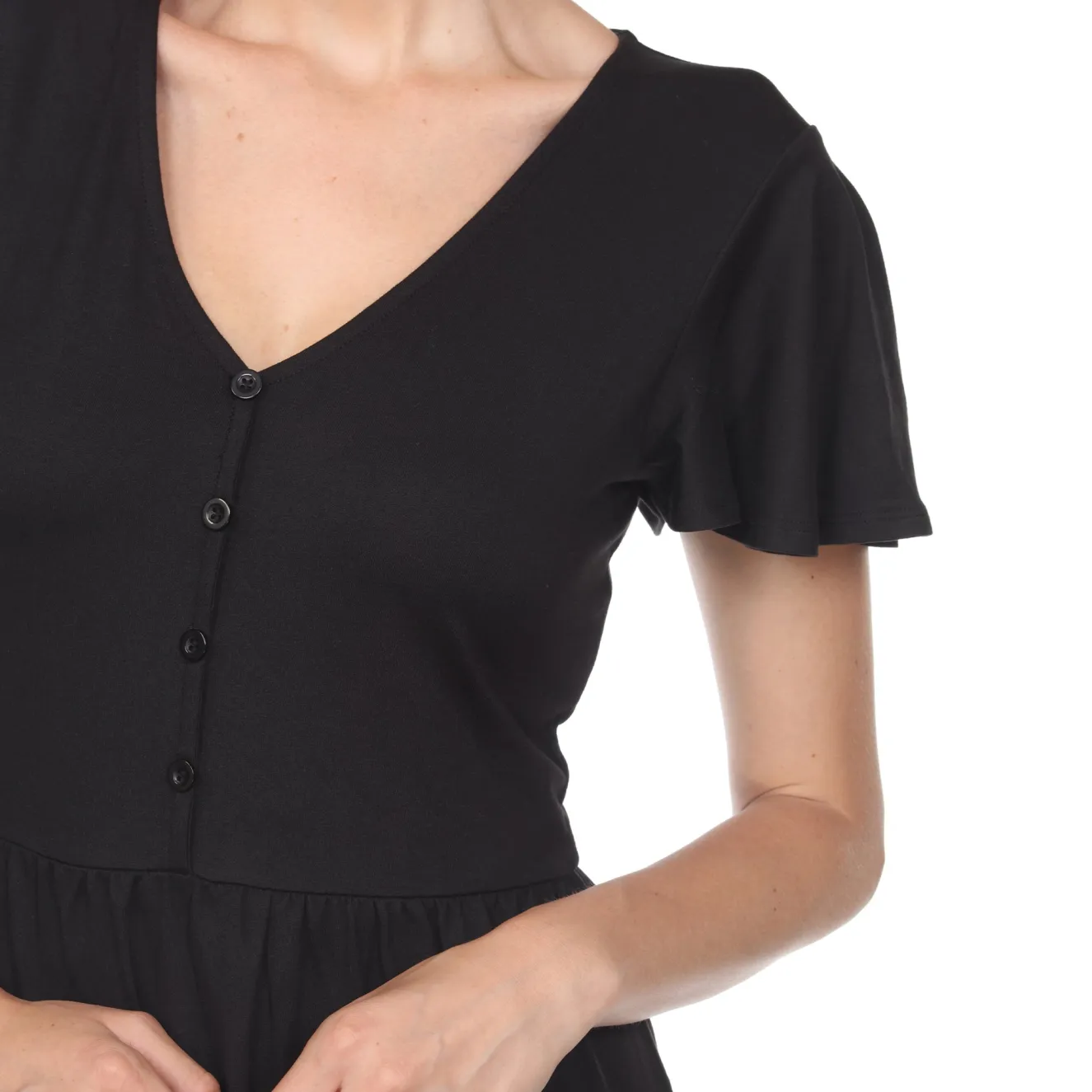 Short Sleeve V-neck Tiered Dress