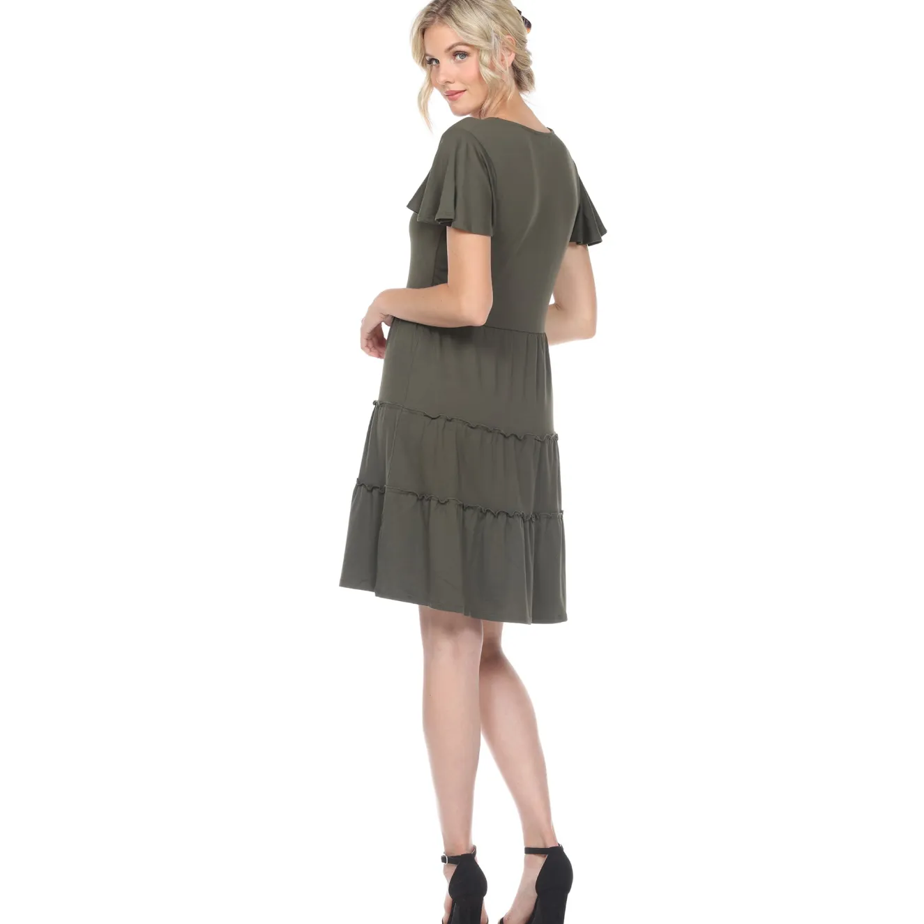 Short Sleeve V-neck Tiered Dress