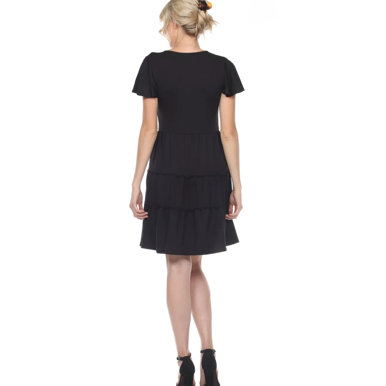 Short Sleeve V-neck Tiered Dress