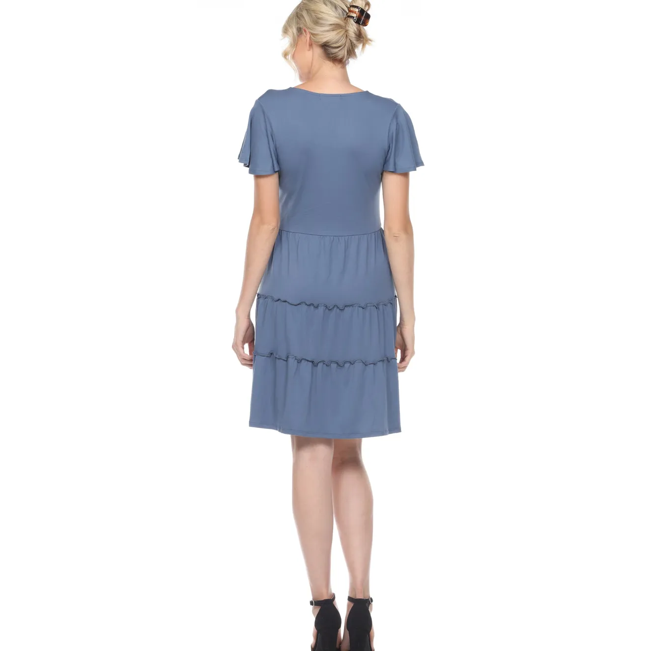 Short Sleeve V-neck Tiered Dress