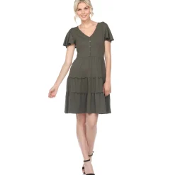 Short Sleeve V-neck Tiered Dress