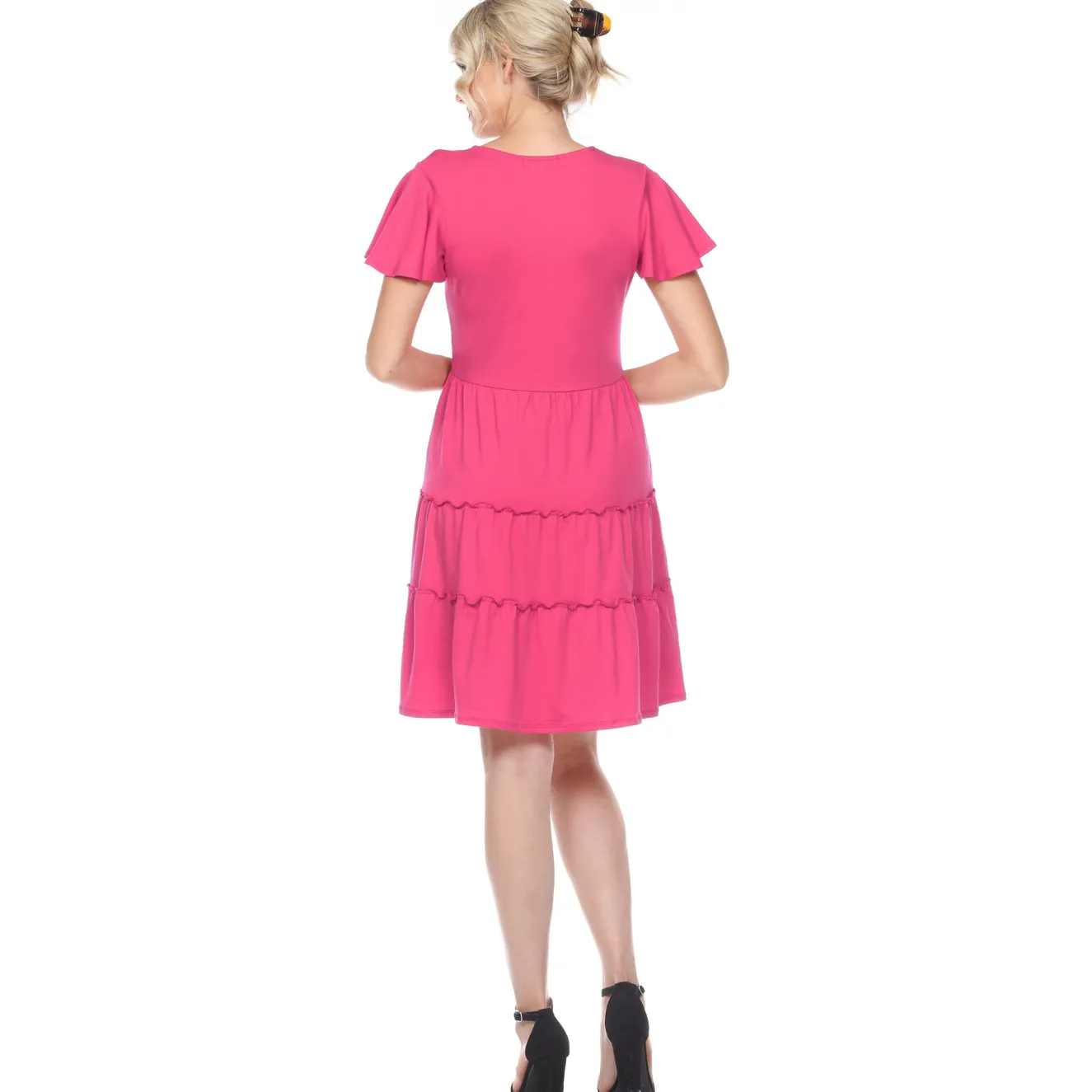 Short Sleeve V-neck Tiered Dress