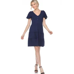Short Sleeve V-neck Tiered Dress