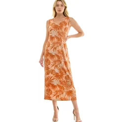 Sleeveless Maxi Dress With Separate Front Tie Shrug In Clay/Rust/Ivory