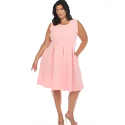 Solid Fit and Flare Dress - Plus