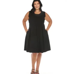 Solid Fit and Flare Dress - Plus