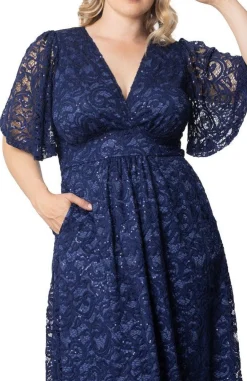 Starry Sequined Lace Cocktail Dress - Plus