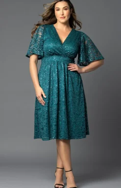 Starry Sequined Lace Cocktail Dress - Plus