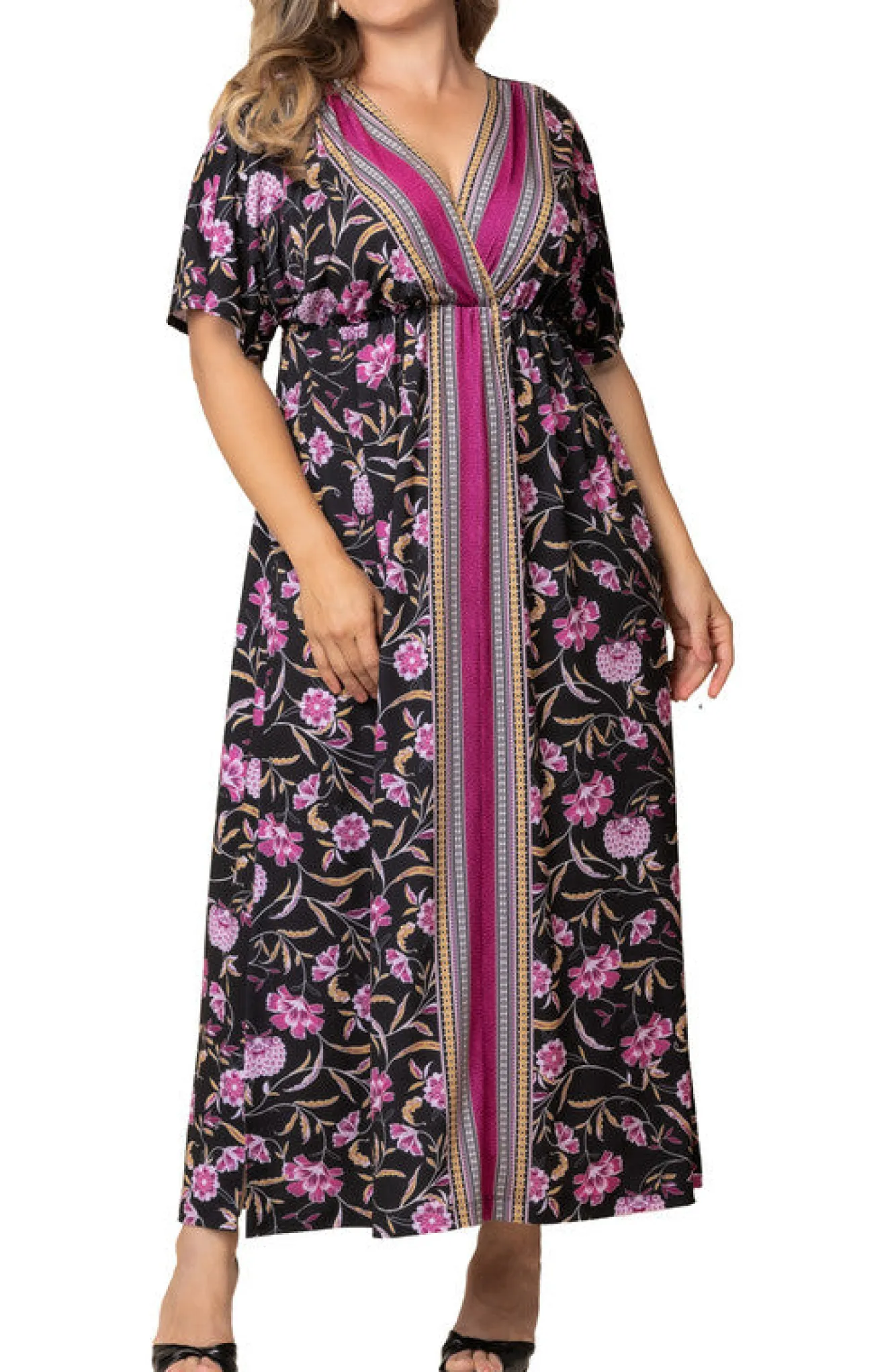 Wanderlust Border Print Maxi Dress - Plus