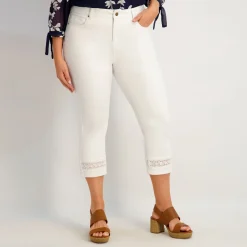 Westport Signature Crochet Capri in White - Plus