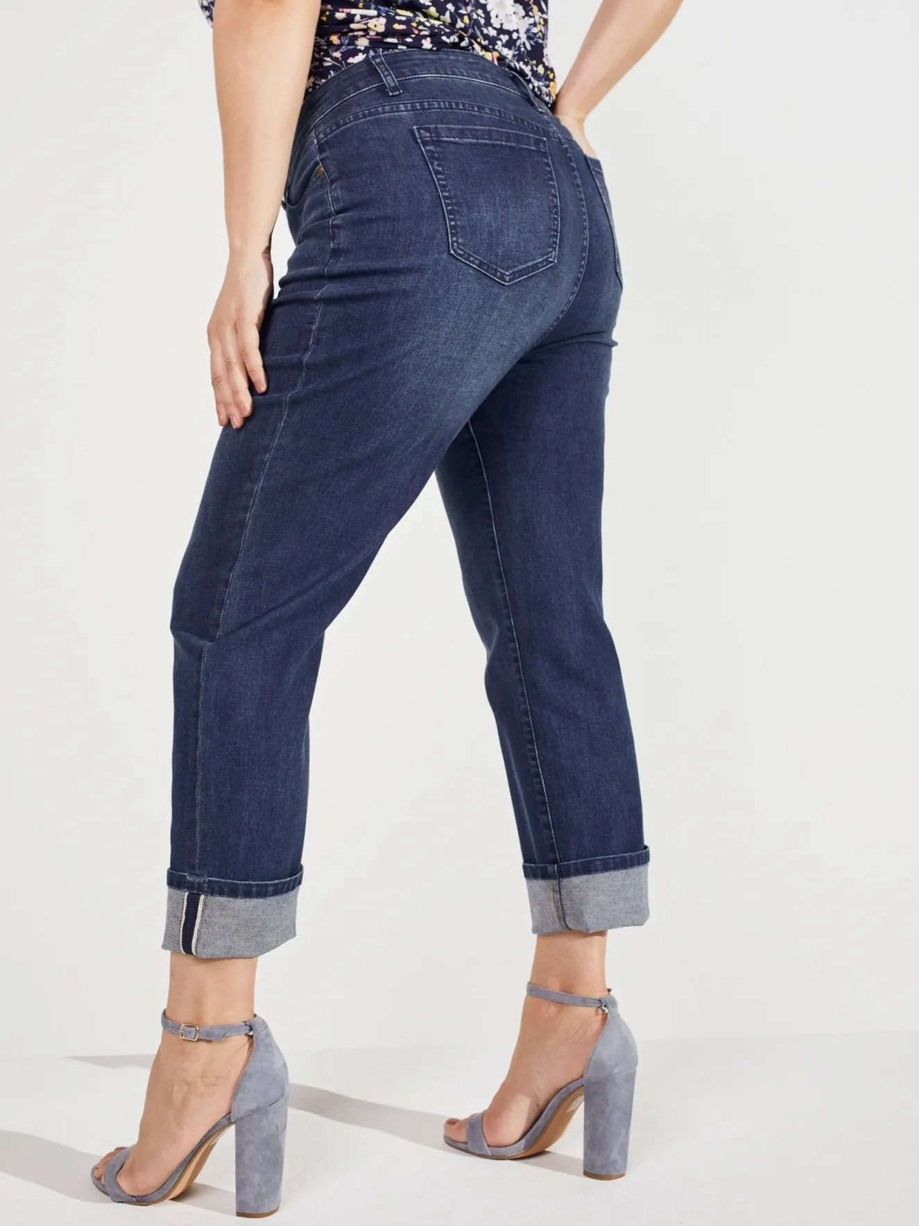 Westport Signature Girlfriend 5 Pocket Selvedge Cuff Jeans - Plus