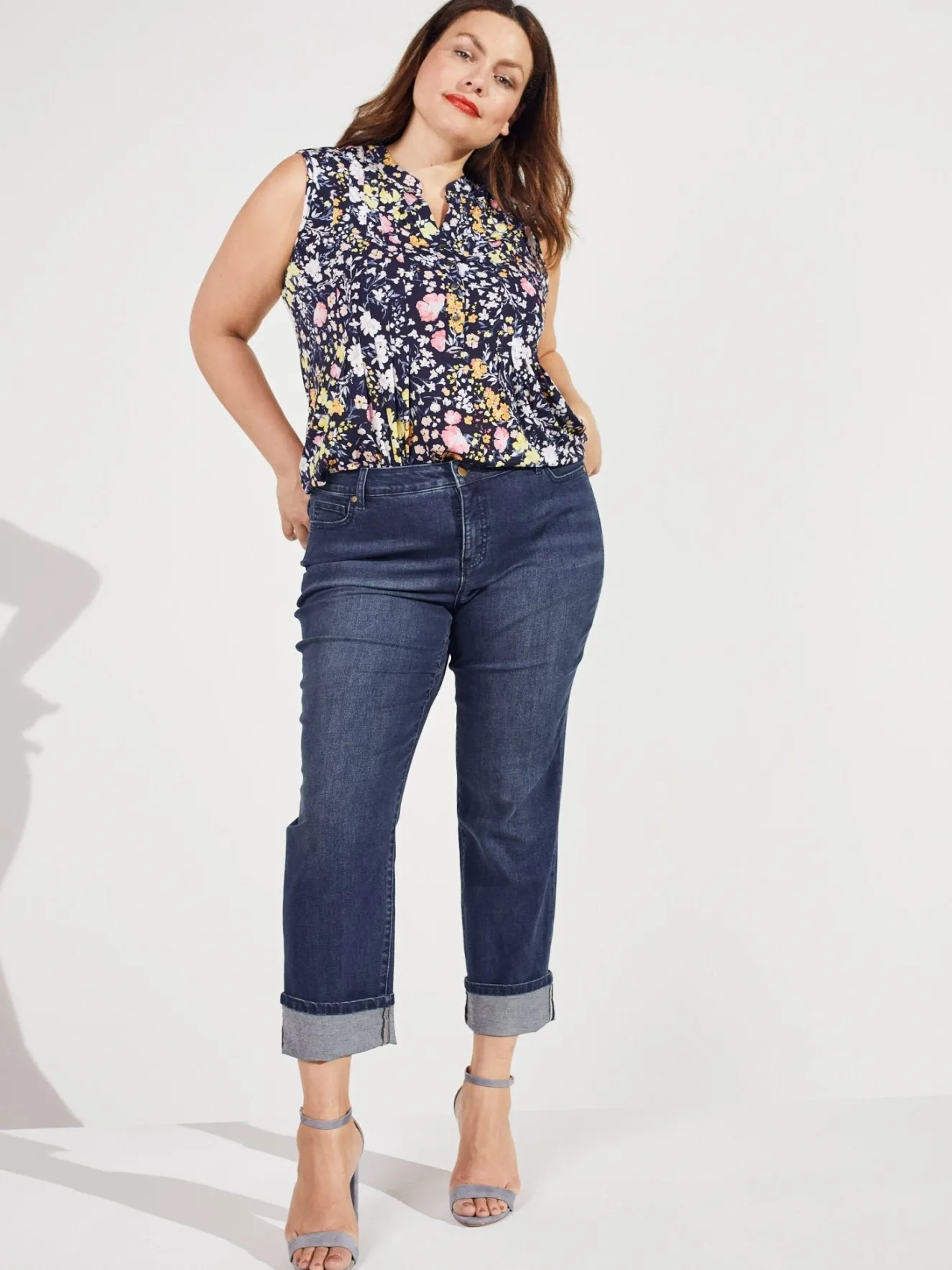 Westport Signature Girlfriend 5 Pocket Selvedge Cuff Jeans - Plus