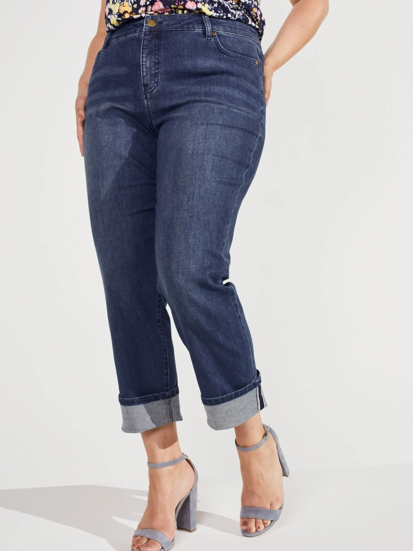 Westport Signature Girlfriend 5 Pocket Selvedge Cuff Jeans - Plus