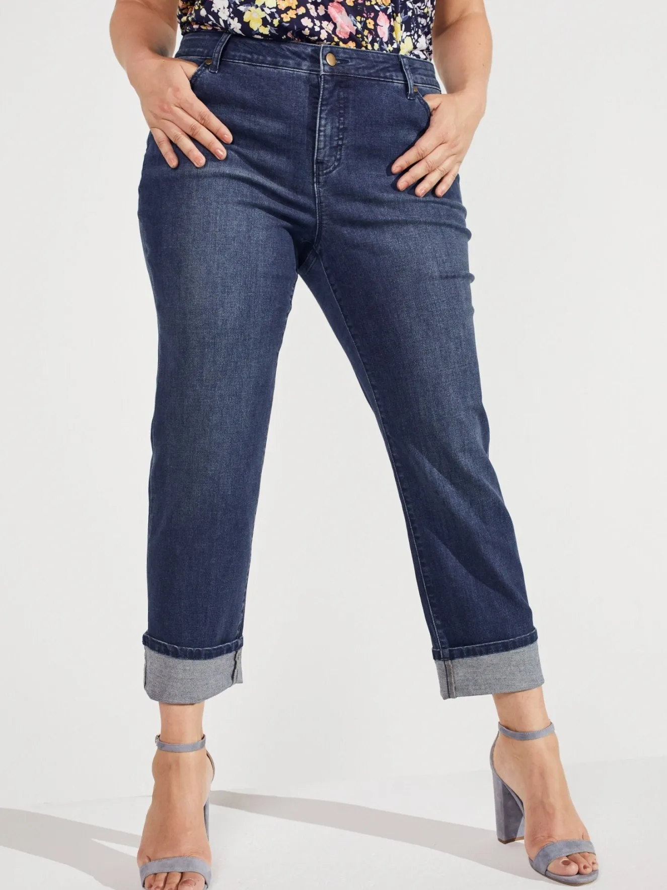 Westport Signature Girlfriend 5 Pocket Selvedge Cuff Jeans - Plus