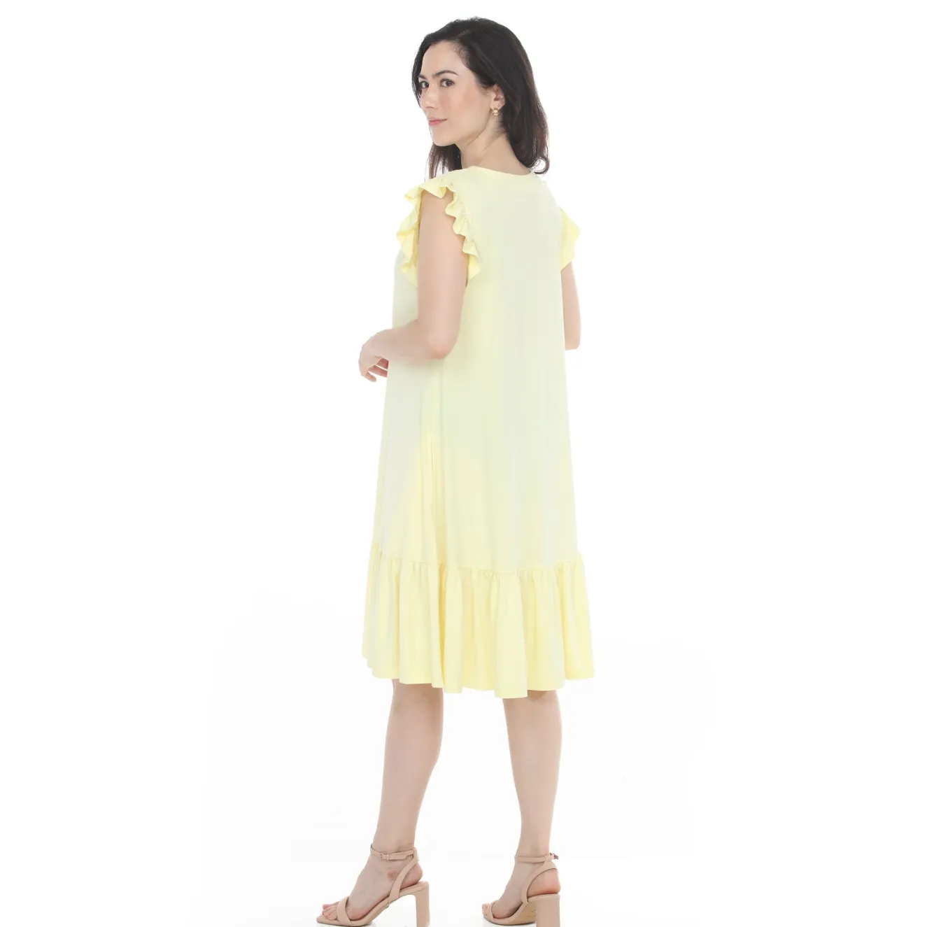 Women's Button Front Tiered Swing Dress