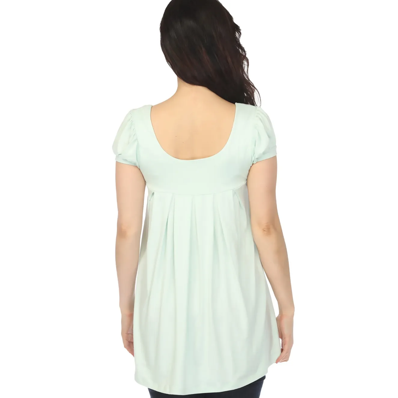 Women's Cap Sleeve Pleated Top - Aqua
